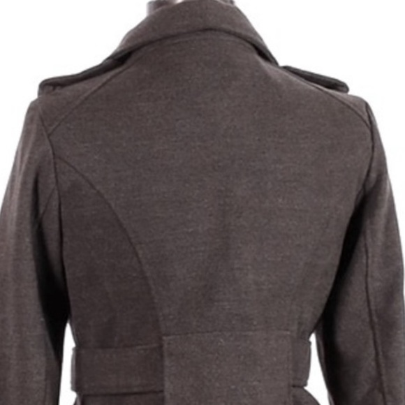 Hydraulic sz XS charcoal gray double breasted faux wool gathered lined Pea Coat - Picture 12 of 16